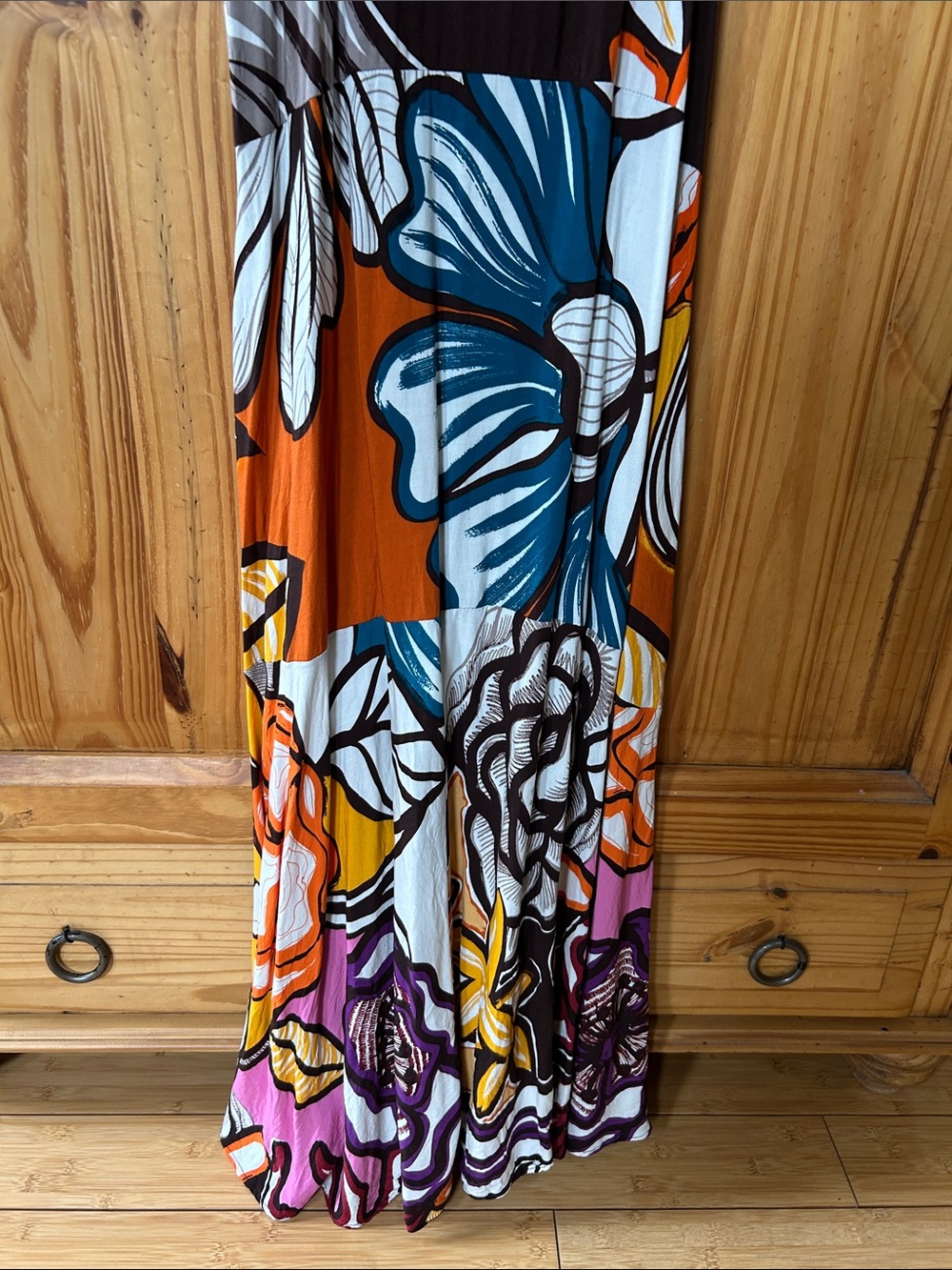 1. State Maxi Dress Bold Abstract Floral Print Sleeveless 100% Rayon - Picture 3 of 7
